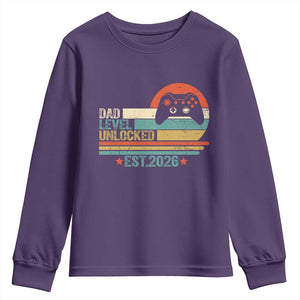 Dad Level Unlocked Youth Sweatshirt Funny New Dad Gaming Gamer 2026 TS14 Purple Print Your Wear