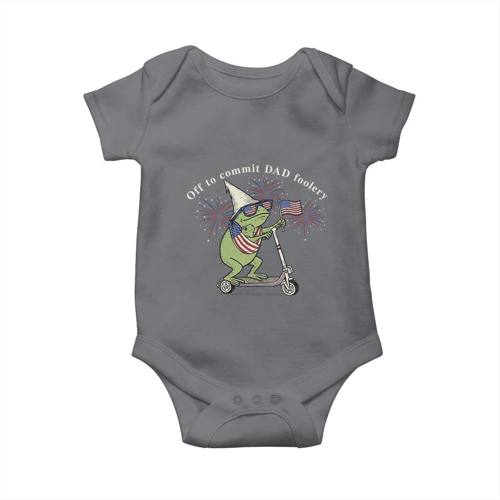 New Dad Frog 4th of July Baby Onesie Off to Commit Dad Foolery TS14 Charcoal Print Your Wear