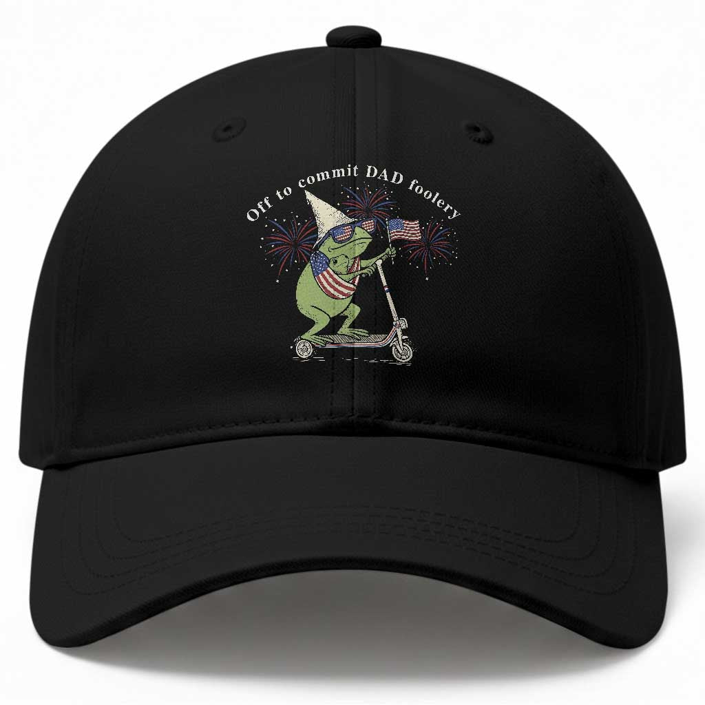 New Dad Frog 4th of July Baseball Cap Off to Commit Dad Foolery
