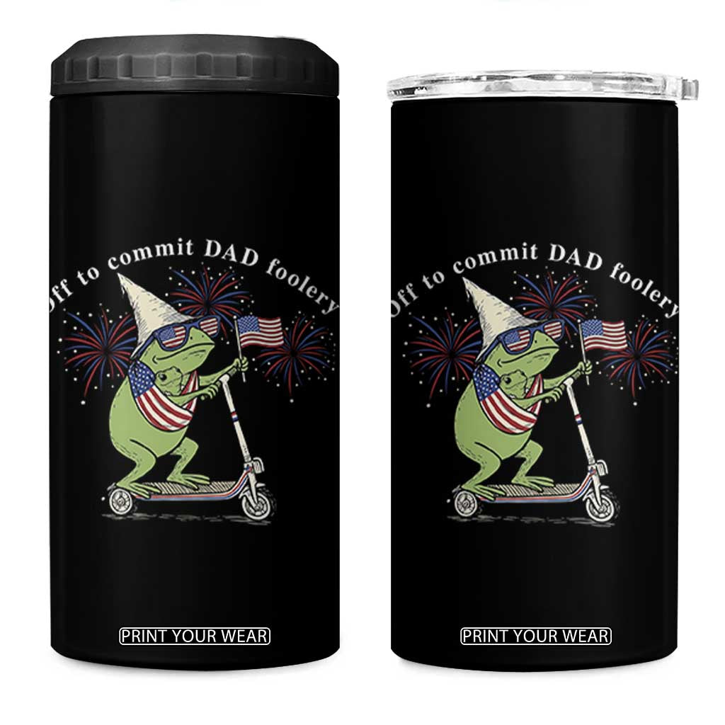 New Dad Frog 4th of July 4 in 1 Can Cooler Tumbler Off to Commit Dad Foolery TS14 One Size: 16 oz Black Print Your Wear