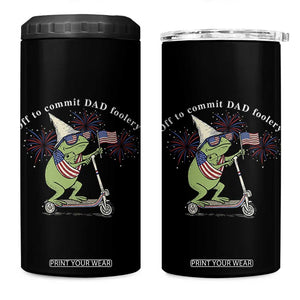 New Dad Frog 4th of July 4 in 1 Can Cooler Tumbler Off to Commit Dad Foolery TS14 One Size: 16 oz Black Print Your Wear