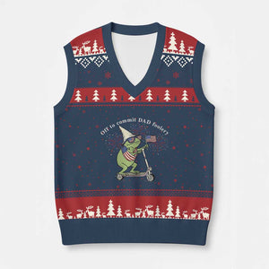 New Dad Frog 4th of July V-Neck Knit Sweater Vest Off to Commit Dad Foolery TS14 Navy Red Print Your Wear