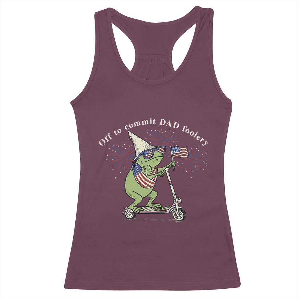 New Dad Frog 4th of July Racerback Tank Top Off to Commit Dad Foolery