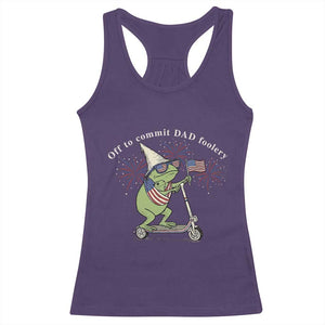 New Dad Frog 4th of July Racerback Tank Top Off to Commit Dad Foolery