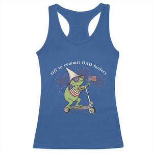 New Dad Frog 4th of July Racerback Tank Top Off to Commit Dad Foolery