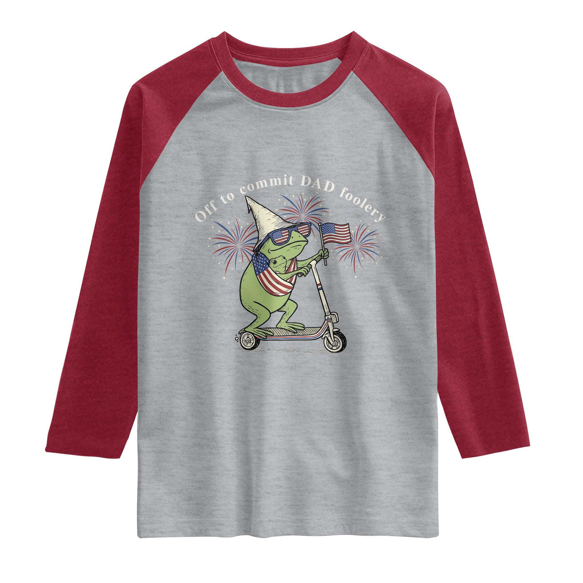 New Dad Frog 4th of July Raglan Shirt Off to Commit Dad Foolery