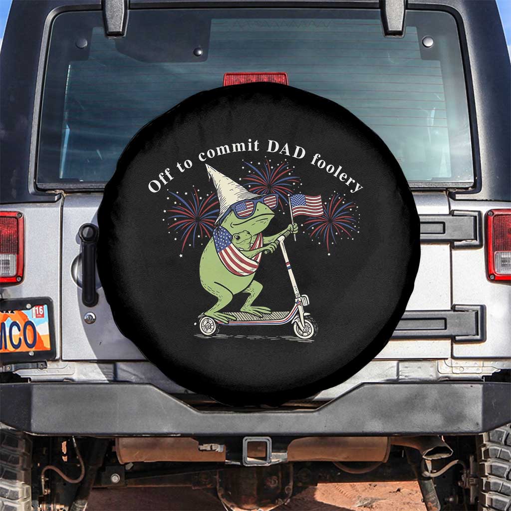 New Dad Frog 4th of July Spare Tire Cover Off to Commit Dad Foolery TS14 No hole Black Print Your Wear
