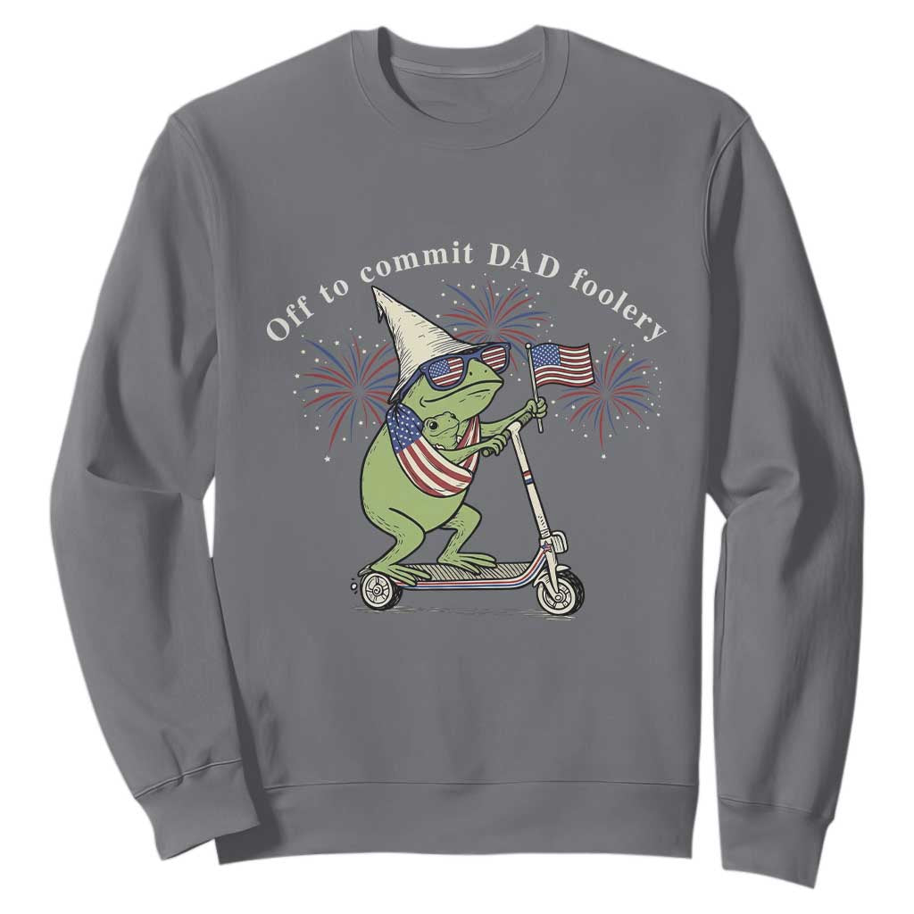 New Dad Frog 4th of July Sweatshirt Off to Commit Dad Foolery TS14 Charcoal Print Your Wear
