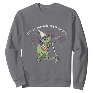 New Dad Frog 4th of July Sweatshirt Off to Commit Dad Foolery TS14 Charcoal Print Your Wear