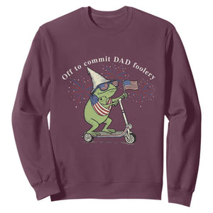 New Dad Frog 4th of July Sweatshirt Off to Commit Dad Foolery TS14 Maroon Print Your Wear