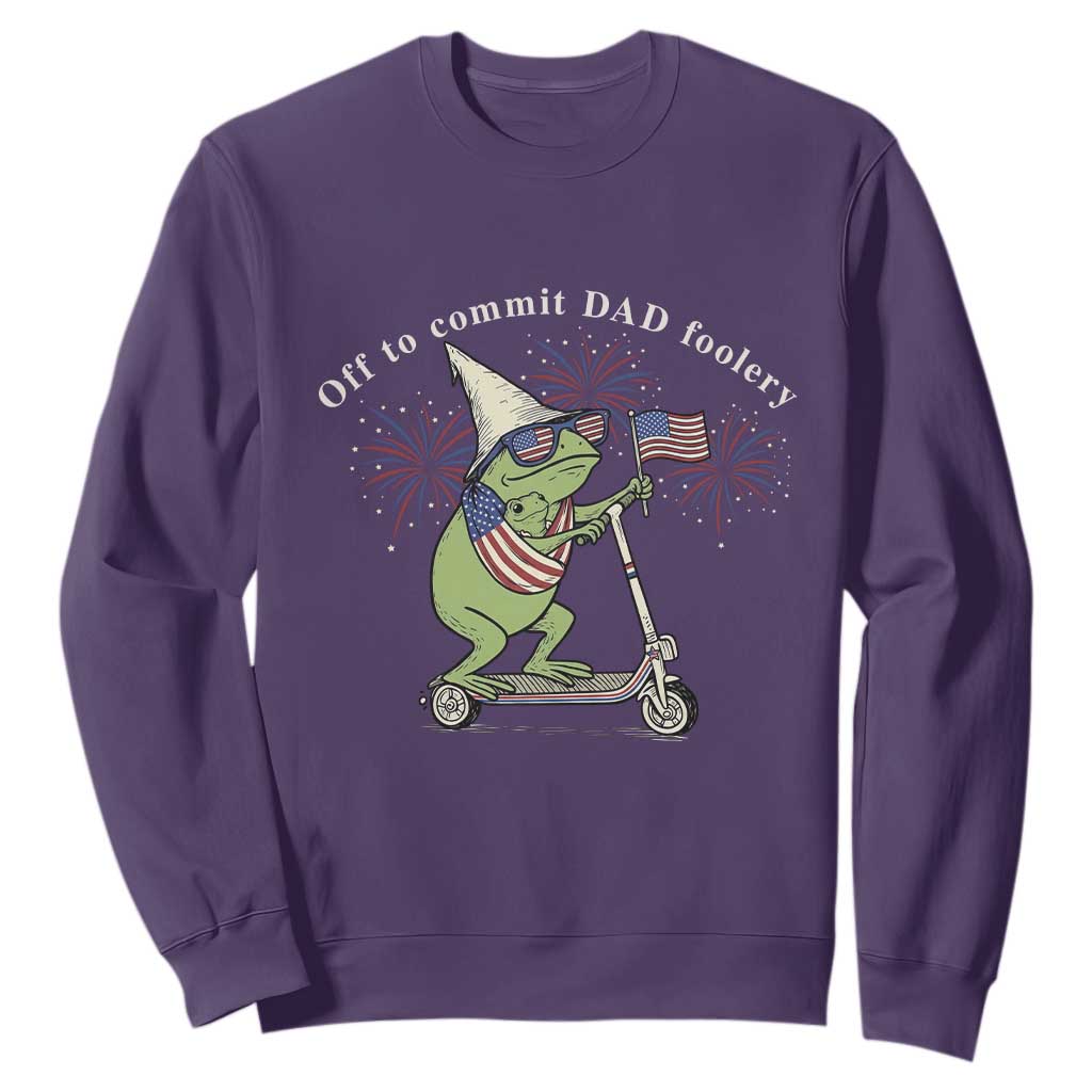 New Dad Frog 4th of July Sweatshirt Off to Commit Dad Foolery TS14 Purple Print Your Wear