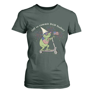 New Dad Frog 4th of July T Shirt For Women Off to Commit Dad Foolery TS14 Dark Forest Green Print Your Wear