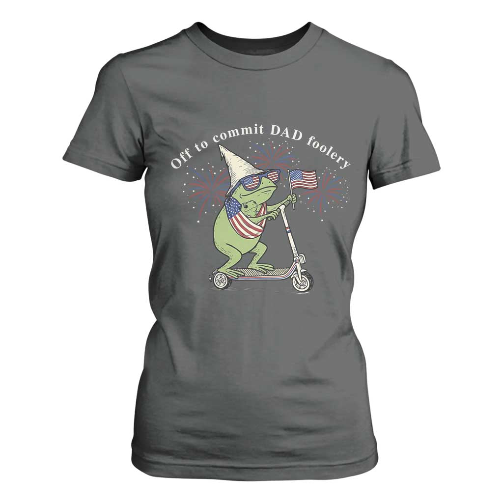 New Dad Frog 4th of July T Shirt For Women Off to Commit Dad Foolery TS14 Dark Heather Print Your Wear