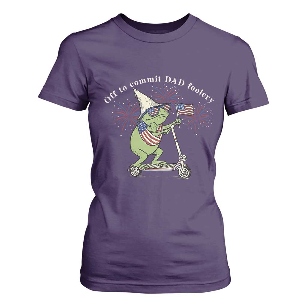 New Dad Frog 4th of July T Shirt For Women Off to Commit Dad Foolery TS14 Purple Print Your Wear