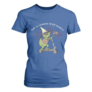 New Dad Frog 4th of July T Shirt For Women Off to Commit Dad Foolery TS14 Royal Blue Print Your Wear