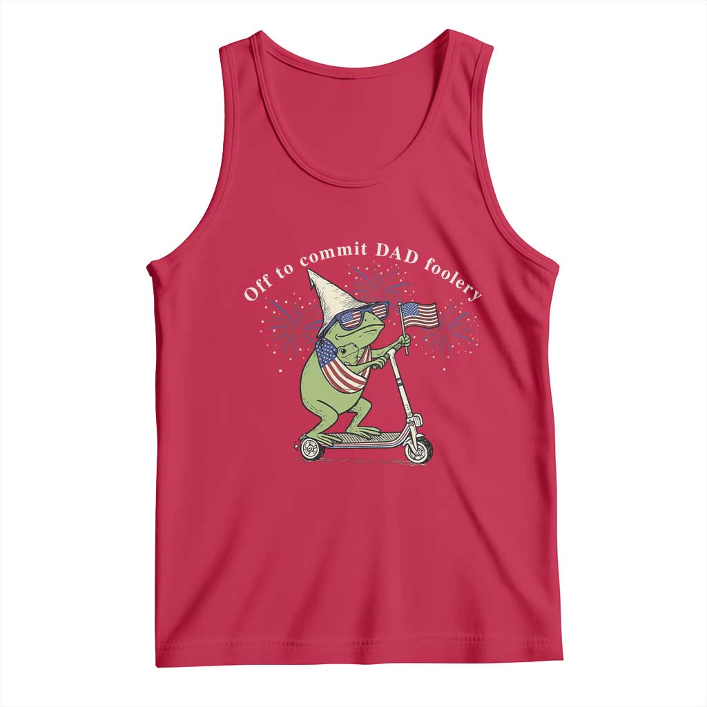 New Dad Frog 4th of July Tank Top Off to Commit Dad Foolery