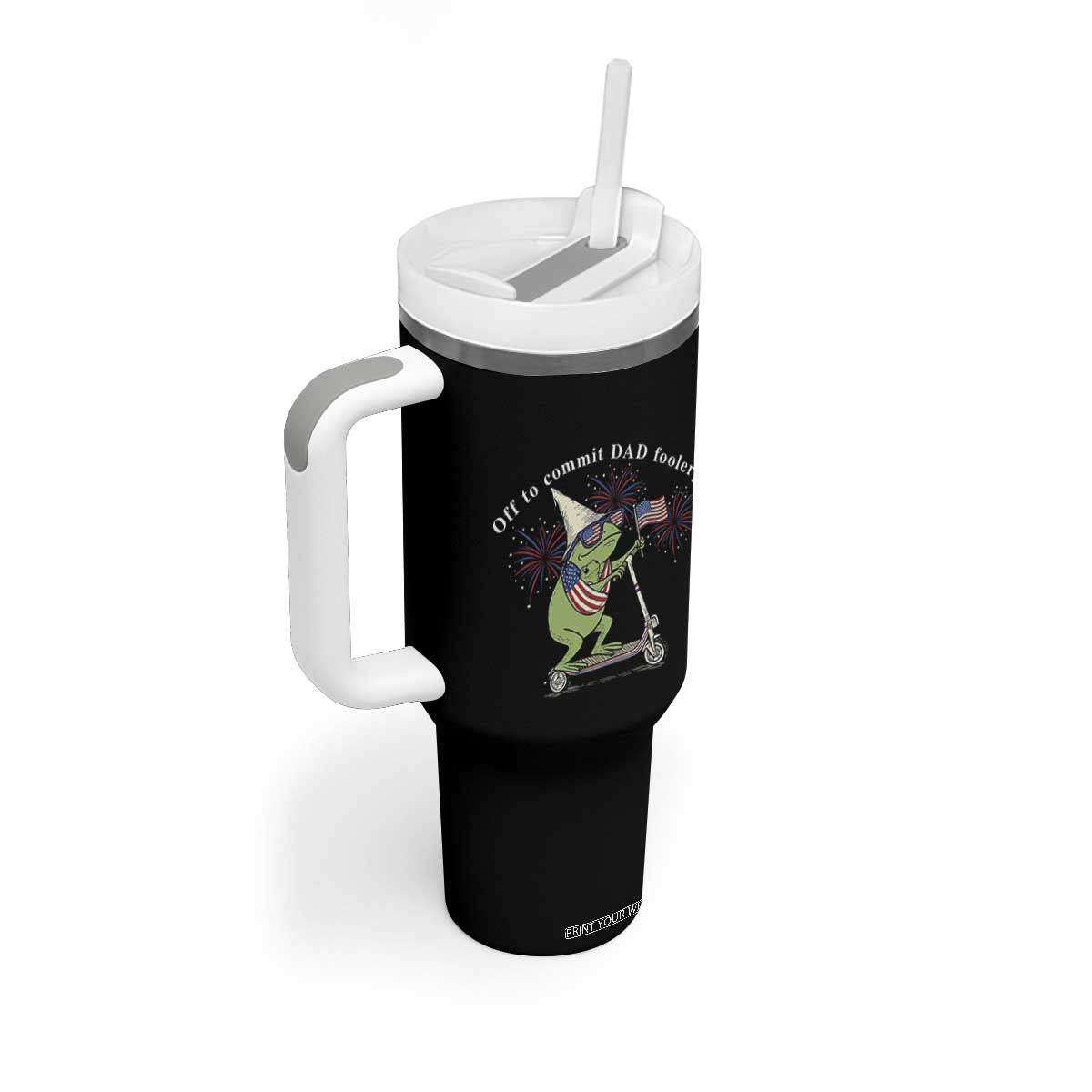 New Dad Frog 4th of July Tumbler With Handle Off to Commit Dad Foolery TS14 Print Your Wear