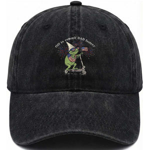New Dad Frog 4th of July Washed Cotton Baseball Cap Off to Commit Dad Foolery