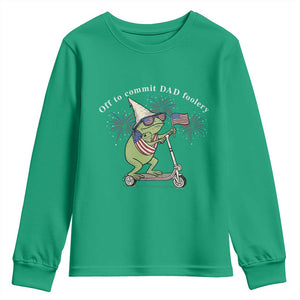 New Dad Frog 4th of July Youth Sweatshirt Off to Commit Dad Foolery TS14 Irish Green Print Your Wear