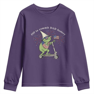 New Dad Frog 4th of July Youth Sweatshirt Off to Commit Dad Foolery TS14 Purple Print Your Wear