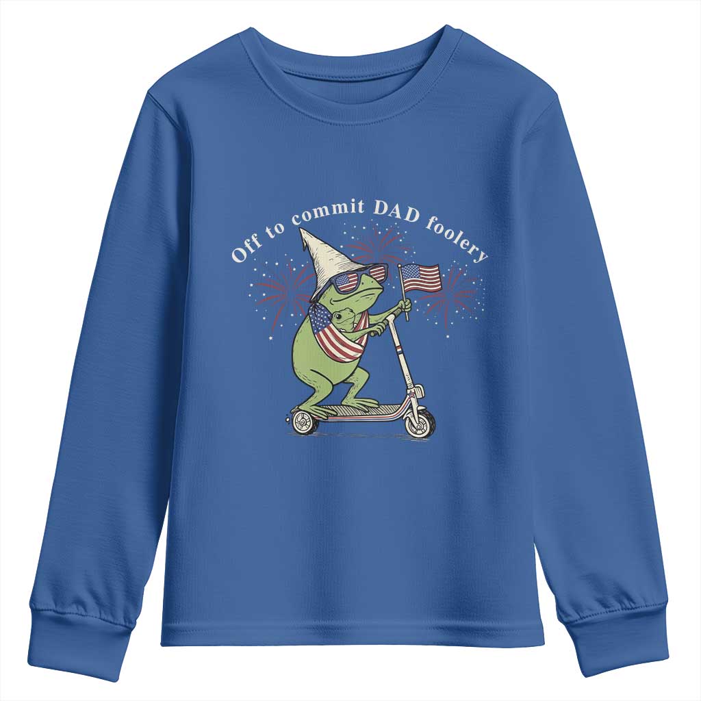 New Dad Frog 4th of July Youth Sweatshirt Off to Commit Dad Foolery TS14 Royal Blue Print Your Wear