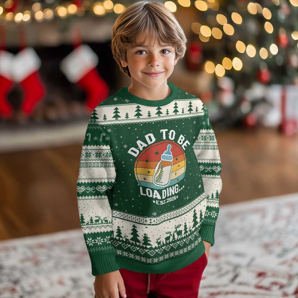 Dad to Be 2026 Ugly Christmas Sweater Funny Pregnancy Announcement Gift TS14 Forest Green Beige Print Your Wear