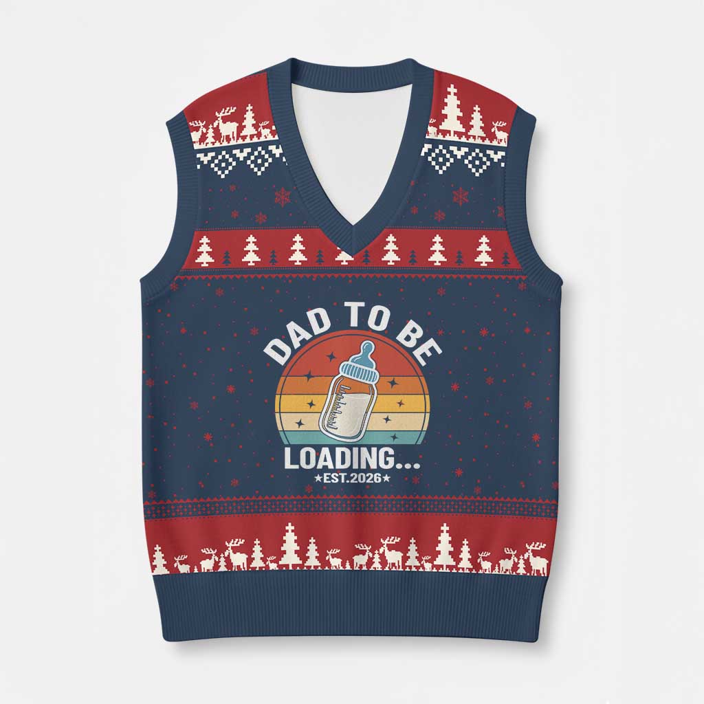 Dad to Be 2026 V-Neck Knit Sweater Vest Funny Pregnancy Announcement Gift