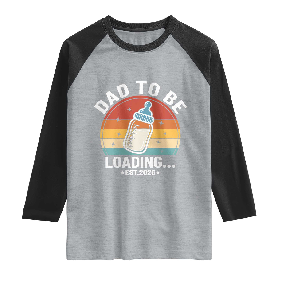 Dad to Be 2026 Raglan Shirt Funny Pregnancy Announcement Gift TS14 Heather Gray Black Print Your Wear