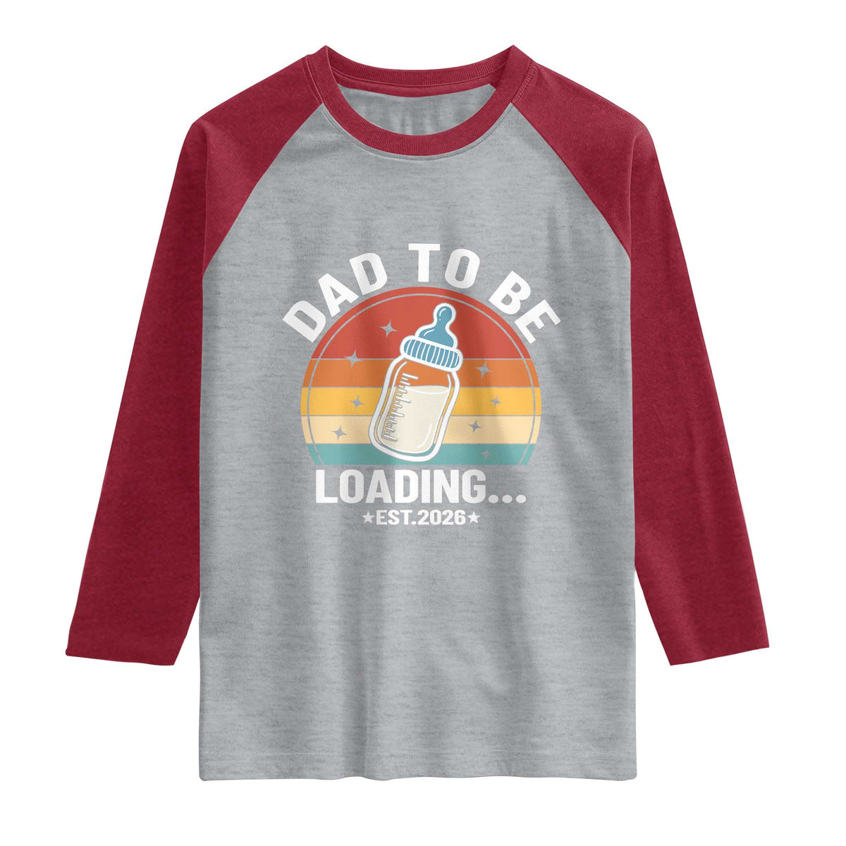 Dad to Be 2026 Raglan Shirt Funny Pregnancy Announcement Gift TS14 Heather Gray Heather Red Print Your Wear