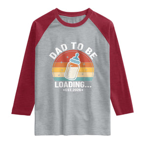 Dad to Be 2026 Raglan Shirt Funny Pregnancy Announcement Gift TS14 Heather Gray Heather Red Print Your Wear