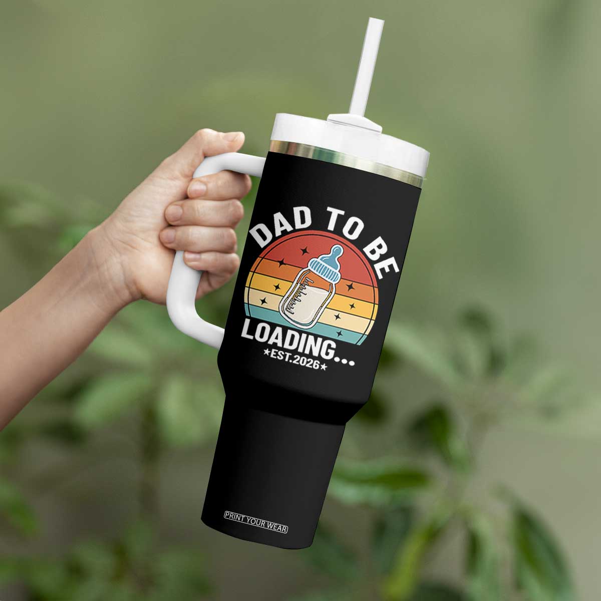 Dad to Be 2026 Tumbler With Handle Funny Pregnancy Announcement Gift TS14 Print Your Wear