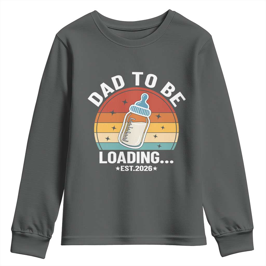 Dad to Be 2026 Youth Sweatshirt Funny Pregnancy Announcement Gift TS14 Dark Heather Print Your Wear