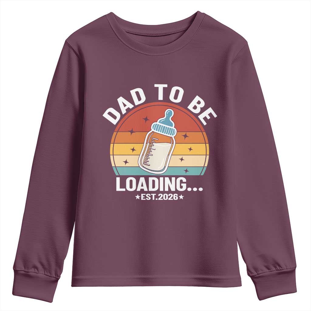 Dad to Be 2026 Youth Sweatshirt Funny Pregnancy Announcement Gift TS14 Maroon Print Your Wear