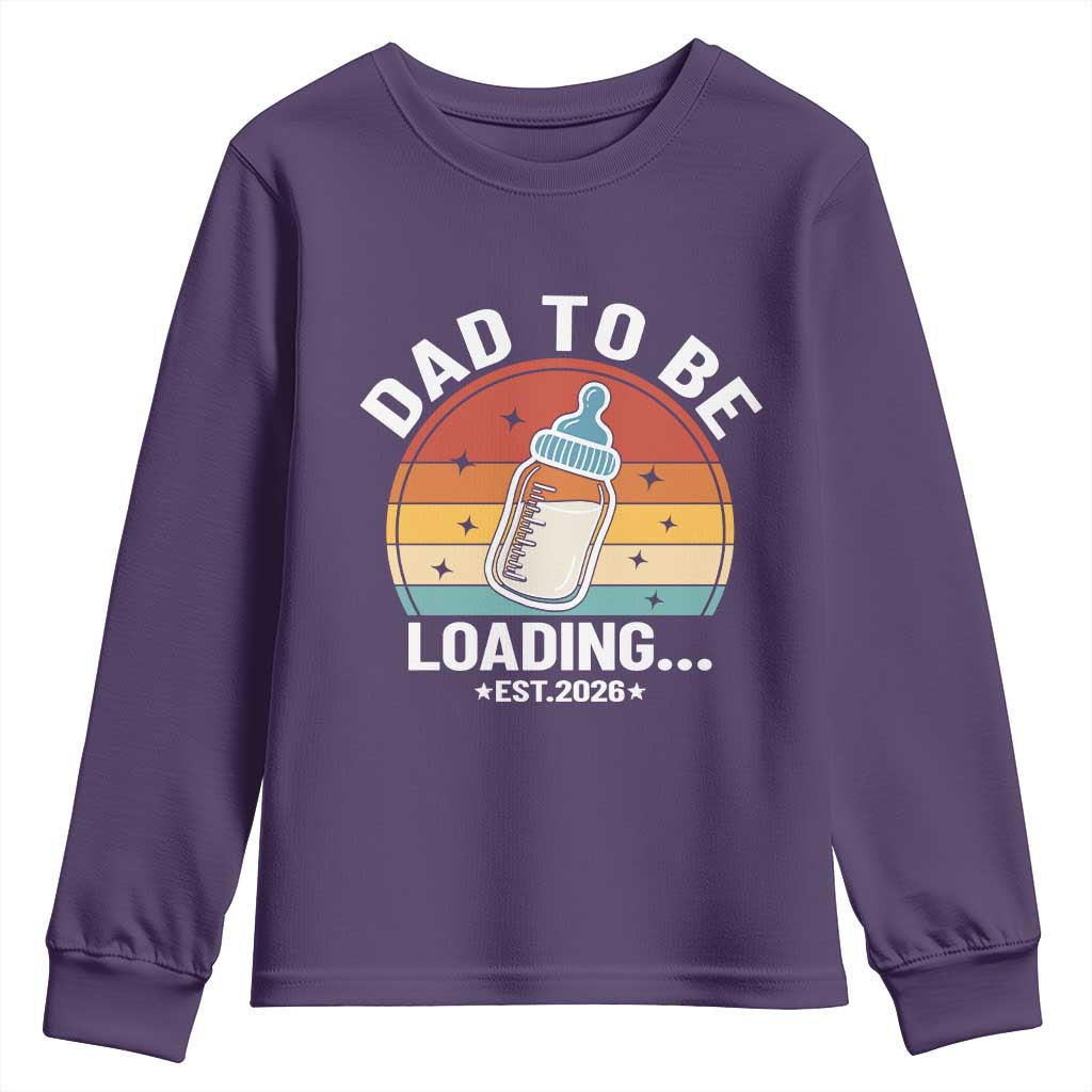 Dad to Be 2026 Youth Sweatshirt Funny Pregnancy Announcement Gift TS14 Purple Print Your Wear