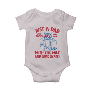 Just Dad Who Always Came Back With The Milk Baby Onesie Funny Raccoon Dad TS14 Ice Gray Print Your Wear