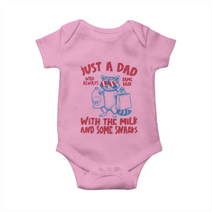 Just Dad Who Always Came Back With The Milk Baby Onesie Funny Raccoon Dad TS14 Light Pink Print Your Wear