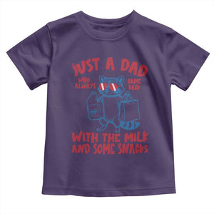 Just Dad Who Always Came Back With The Milk Toddler T Shirt Funny Raccoon Dad TS14 Purple Print Your Wear