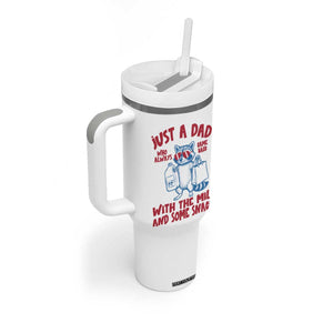 Just Dad Who Always Came Back With The Milk Tumbler With Handle Funny Raccoon Dad TS14 Print Your Wear