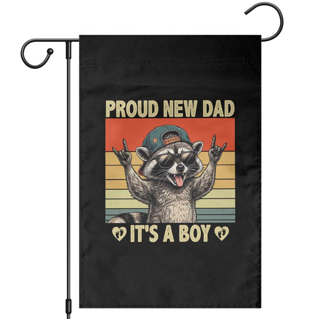 Proud New Dad It's A Boy Garden Flag Funny Raccoon Humor Father's Day TS14 Black Print Your Wear