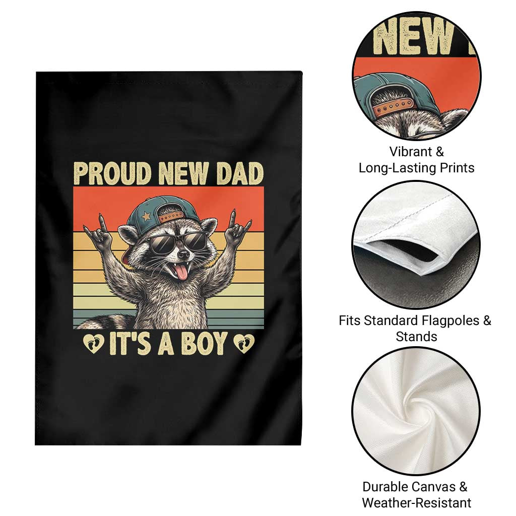Proud New Dad It's A Boy Garden Flag Funny Raccoon Humor Father's Day TS14 Print Your Wear