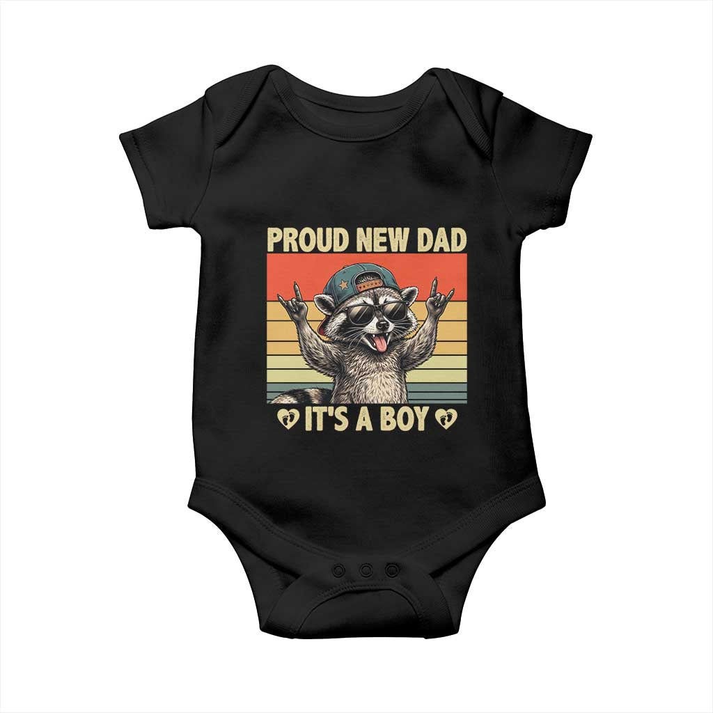 Proud New Dad It's A Boy Baby Onesie Funny Raccoon Humor Father's Day TS14 Black Print Your Wear