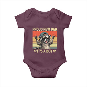 Proud New Dad It's A Boy Baby Onesie Funny Raccoon Humor Father's Day TS14 Maroon Print Your Wear