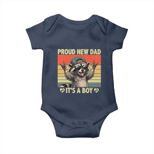 Proud New Dad It's A Boy Baby Onesie Funny Raccoon Humor Father's Day TS14 Navy Print Your Wear