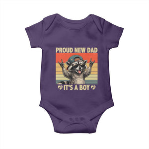 Proud New Dad It's A Boy Baby Onesie Funny Raccoon Humor Father's Day TS14 Purple Print Your Wear