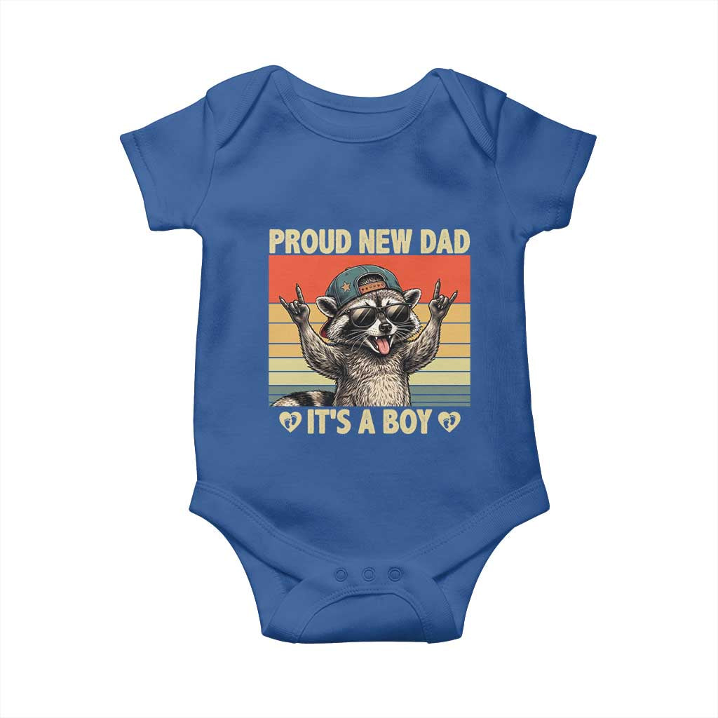 Proud New Dad It's A Boy Baby Onesie Funny Raccoon Humor Father's Day TS14 Royal Blue Print Your Wear