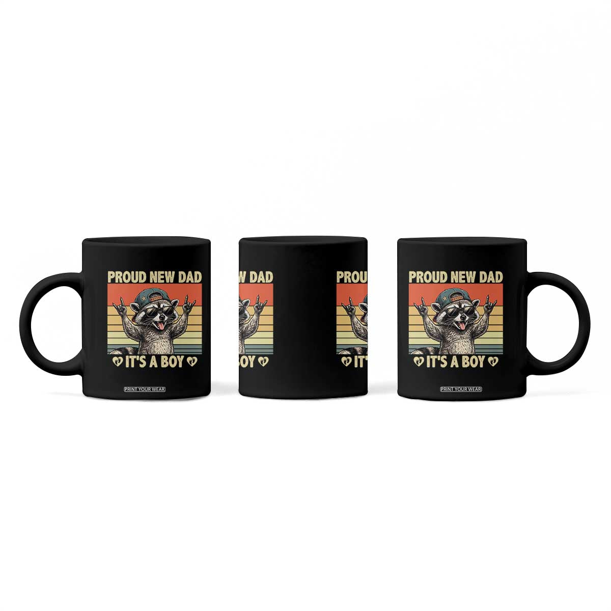 Proud New Dad It's A Boy Coffee Mug Funny Raccoon Humor Father's Day
