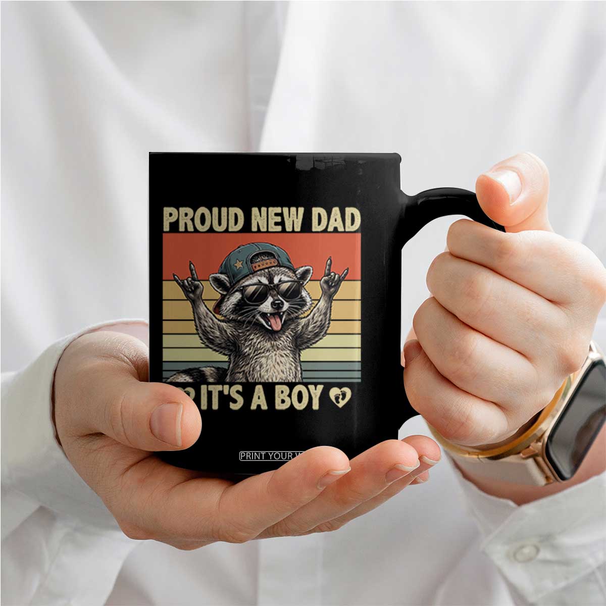 Proud New Dad It's A Boy Coffee Mug Funny Raccoon Humor Father's Day