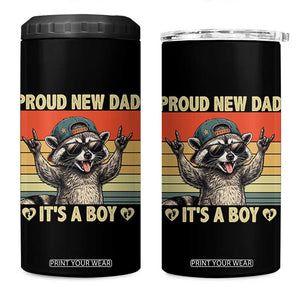 Proud New Dad It's A Boy 4 in 1 Can Cooler Tumbler Funny Raccoon Humor Father's Day