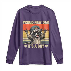 Proud New Dad It's A Boy Long Sleeve Shirt Funny Raccoon Humor Father's Day TS14 Purple Print Your Wear