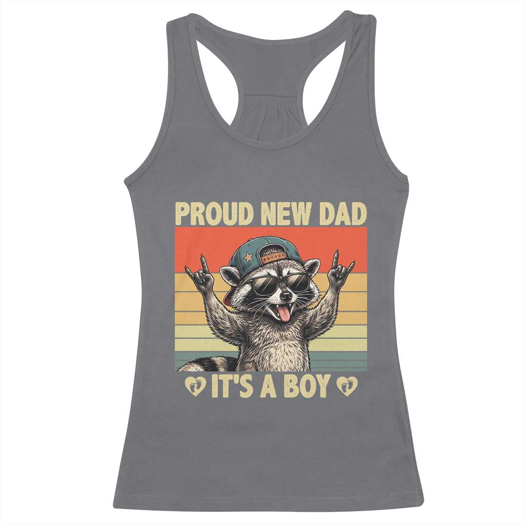 Proud New Dad It's A Boy Racerback Tank Top Funny Raccoon Humor Father's Day TS14 Charcoal Print Your Wear